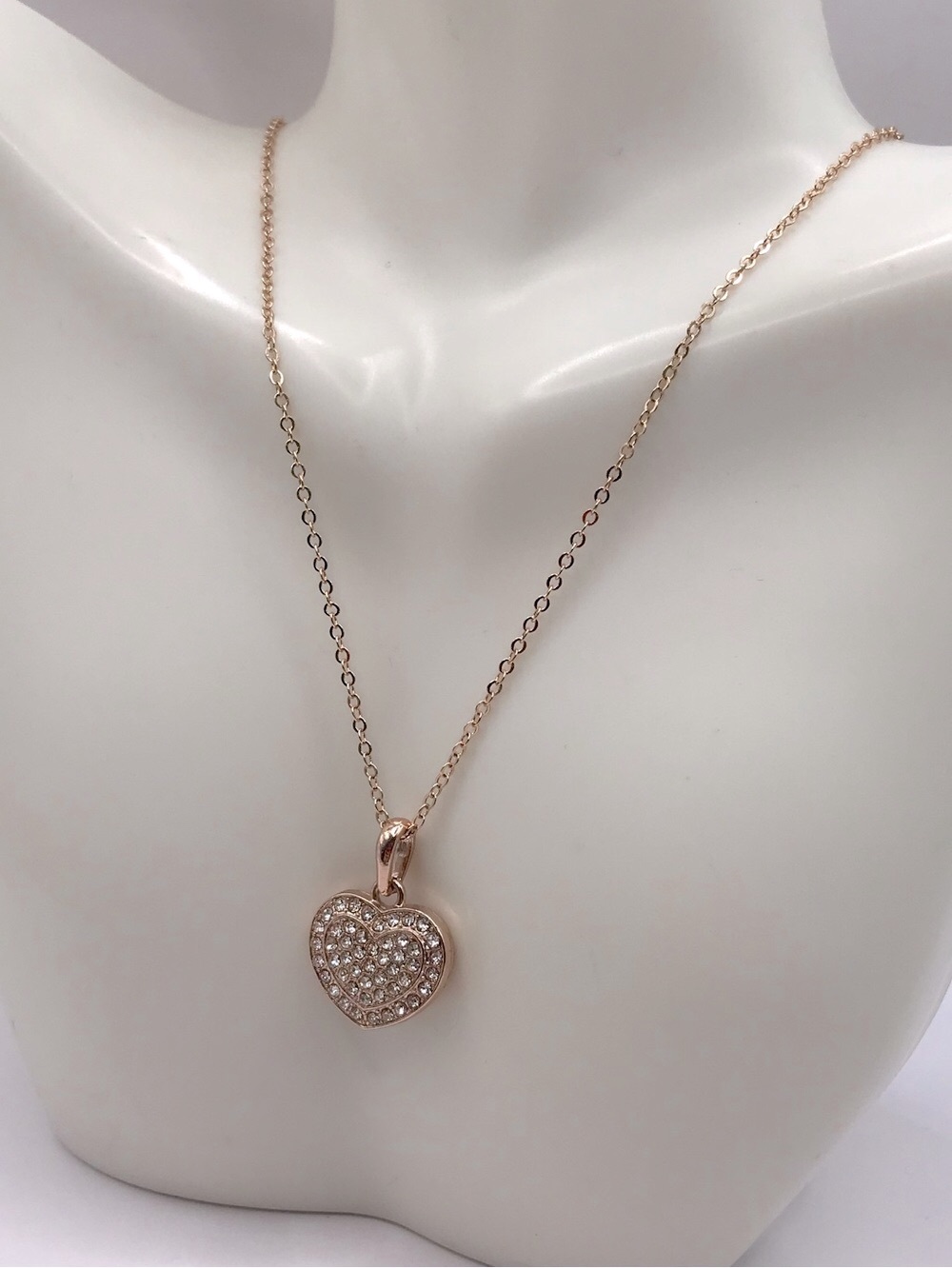Pavé Heart Pendant Necklace in Rose Gold-Tone